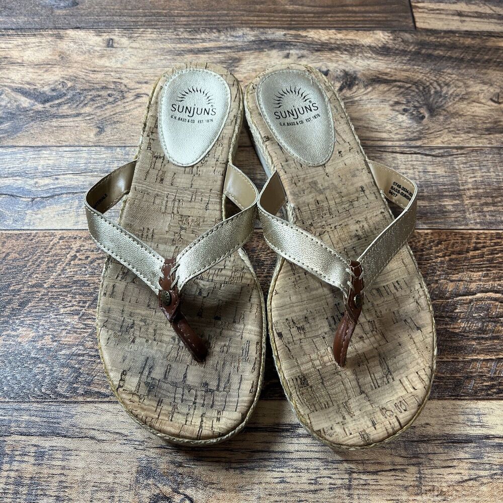Sunjuns GH Bass & Co Flip Flop Sandals‎ Women’s Sz 7M Cork Bed